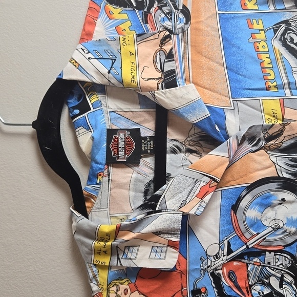Vintage 90’s Harley Davidson Comic Book Strip Button Up-Size Large - Picture 3 of 14